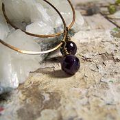 Image of Hoops- Brass, Amethyst