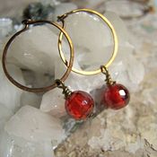 Image of Mini Hoops- Brass, Crimson