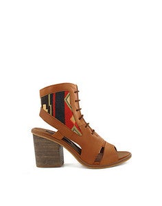 Image of Miista Andrea Tan with Multi-Coloured embroided ankle cuff