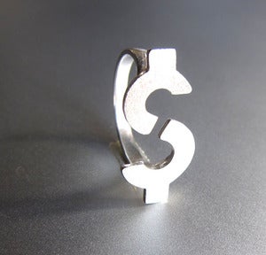 Image of Dollar Sign - Handmade Silver Ring 