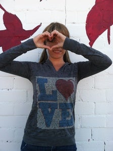 Image of love - burnout hoody long sleeve - grey