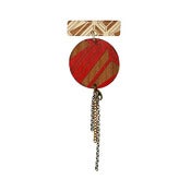 Image of Etched tile tassel brooch pin 