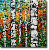 Image of Birch Tree Art Original OIl Painting on Canvas Birch Tree Painting B. Sasik BOP34