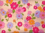 Image of Vintage 70s Pink Flower Wallpaper, price is per Metre