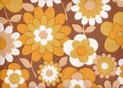 Image of Vintage 70s Brown Flower Wallpaper, price is per Metre