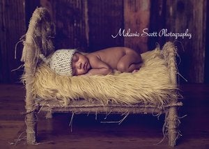 Image of "The Original" Natural Color - Newborn Prop Bed -  Burlap Wrapped 