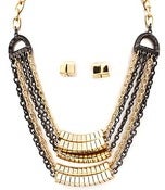Image of Multi row metal chain necklace