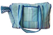 Image of sac bébé rayé vert et bleu / baby bag
