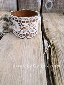 Image of Wide Vintage Lace Leather Cuff with Rhinestone Spots