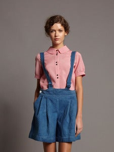 Image of Organic Indigo Dungaree Shorts<br>- was £250 -