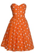 Image of £10 OFF! Orange Polka dot 50s Inspired Full Circle Rockabilly Dress 