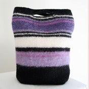 Image of purple striped felted hand bag