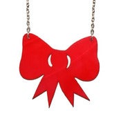 Image of Ltd. Edition Bow Necklace/Earrings made from a recycled RED vinyl record.