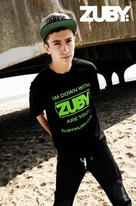 Image of 'I'm Down With Zuby' T-shirt - Black/Neon Green (Standard Fit)