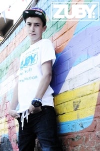Image of 'I'm Down With Zuby' T-shirt - White/Neon Blue (Standard Fit)