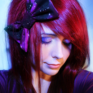 Image of Mini Black and Purple Galaxy Hair Bow