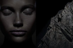 Image of Dark stone & female portrait with closed eyes 01