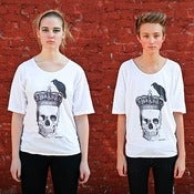 Image of Perching Crow Skull Tee White