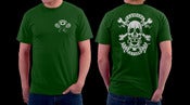 Image of dark green skull and bones short sleeve