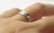 Image of 14k WHITE Gold Filled Hammered Unique Stackable / Stacking Wedding Rings