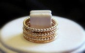 Image of Hammered 6 Band 14k Gold fill  & Beaded Sterling Silver Stacking / Stackable / Stack Rings