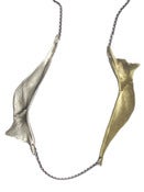 Image of large silver & brass cod oprecle on 28" silver cable-chain (P47silbra28)
