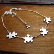 Image of Puzzle Necklace For Autism - 50% Sales go to Autism Society - Handmade Sterling Silver 