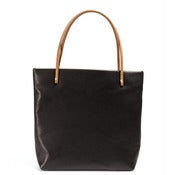 Image of black leather large tote