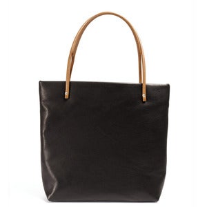 Image of black leather large tote
