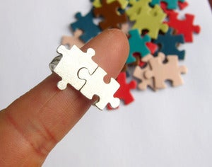 Image of Puzzle Ring for Autism - 50% Sales go to Autism Society - Handmade Sterling Silver 