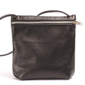Image of black leather large crossbody pouch