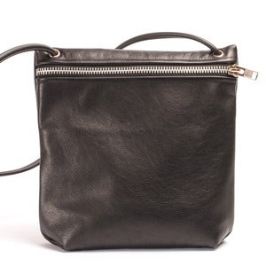 Image of black leather large crossbody pouch