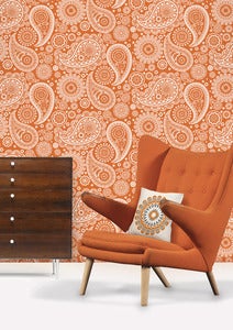 Image of Paisley Crescent Wallpaper - Tangerine Dream