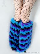Image of Zig Zag pattern fluffies in turquoise black purple