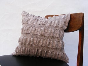 Image of Hand Knit Cushion 40 x 40cm - grey ripple knit