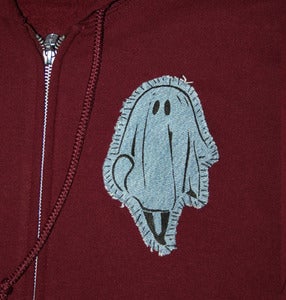 Image of Stitched Up Unisex Burgundy/Denim 'GHOST' Hoody
