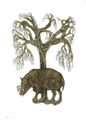 Image of French 'Boar Tree' Screen Print