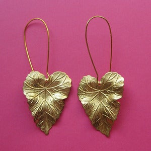 Image of Large Leaf Loop Earrings (Various Colours)
