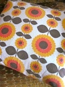 Image of  1970s Orange Scandi Flowers Vintage Fabric, Cushion Pad