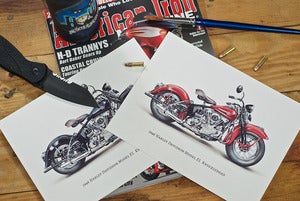 Image of 6" x 8" - 1946 Harley Davidson EL Knucklehead (Red)