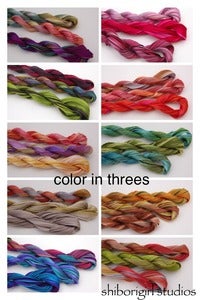 Image of color in threes-silk shibori ribbon set 2