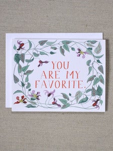 Image of You Are My Favorite Note Card with clematis