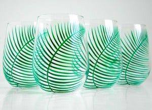 Image of Fern Stemless Wine Glasses-Set of 4