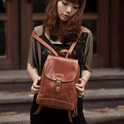 Image of Handmade Genuine Leather Women's Backpack Day Pack Satchel Small Traveling Bag (m16)
