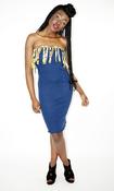 Image of Robe Sirène mi-longue wax frise jaune / Yellow design mid-lenght Mermaid Dress