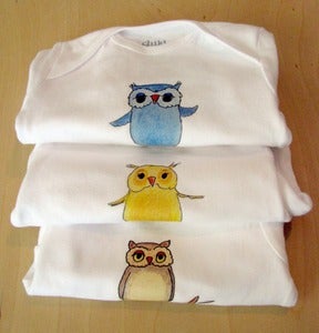 Image of SET OF 3 - One Piece Owl Bodysuits for Baby - Short Sleeve, Infant, Nursery