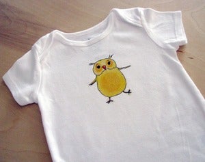 Image of Happy Yellow Dancing Owl Onesie Bodysuit, Short Sleeve, Baby, Nursery