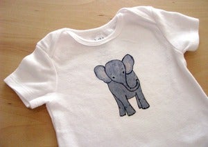 Image of Baby Gray Elephant, One Piece Bodysuit, Short Sleeve, Infant, Nursery