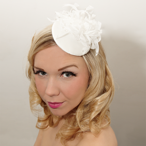 Image of Bridal fascinator decorated with a beautiful chiffon flower and Swarovski crystals.