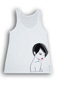Image of Womans Eco fair wear Geisha girl white tunic vest crop top 